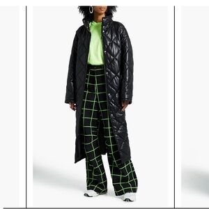 Stand Studio Sage Black Quilted Faux Leather Coat - size L